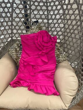 Express Hot Pink One-Shoulder Ruffled Party Dress